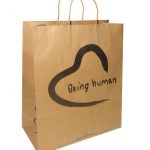 BeingHuman Style Brown Kraft Paper Bags with Print - 10x4x12 Inches