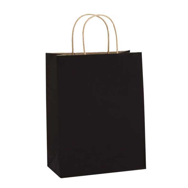 T-Shirt Paper Bags 8" x 4" x 10" - Black Paper Bags with Handle