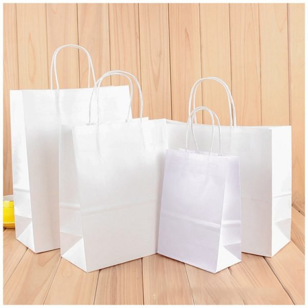 Medium White Paper Bags - 8 x 4 x 10 Inches