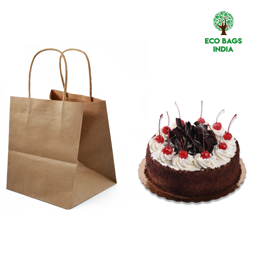 Brown - Paper Cake Bag - 1/2 Kg - 9 x 9 x 7 - Plain – yessirbags.in