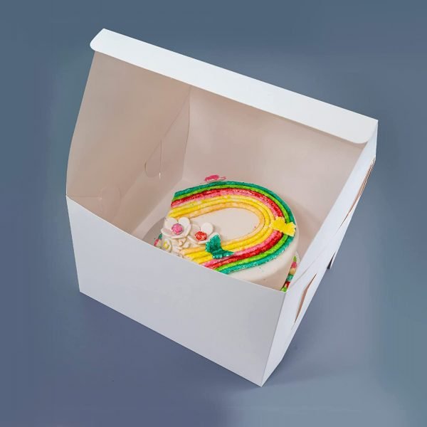 Premium EcoWraps White Cake Box - 8x8x4IN