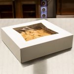 Cake Box - 10" x 10" x 2 1/2" White Auto-Popup Window Pie / Bakery Box