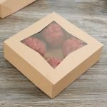 Cake Box - 8" x 8" x 2 1/2" Kraft Auto-Popup Window Pie / Bakery Box