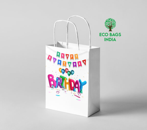White Birthday Gift Paper Bags | 8x4x10 IN