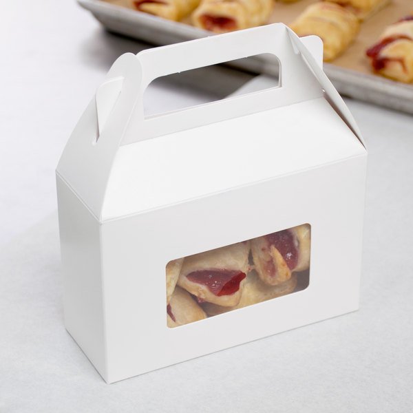 Chocolate-Box-1064564 Chocolate Box - 1-Piece 1/2 lb. Rectangle Window White 5" x 2" x 3 1/2" - Image 1