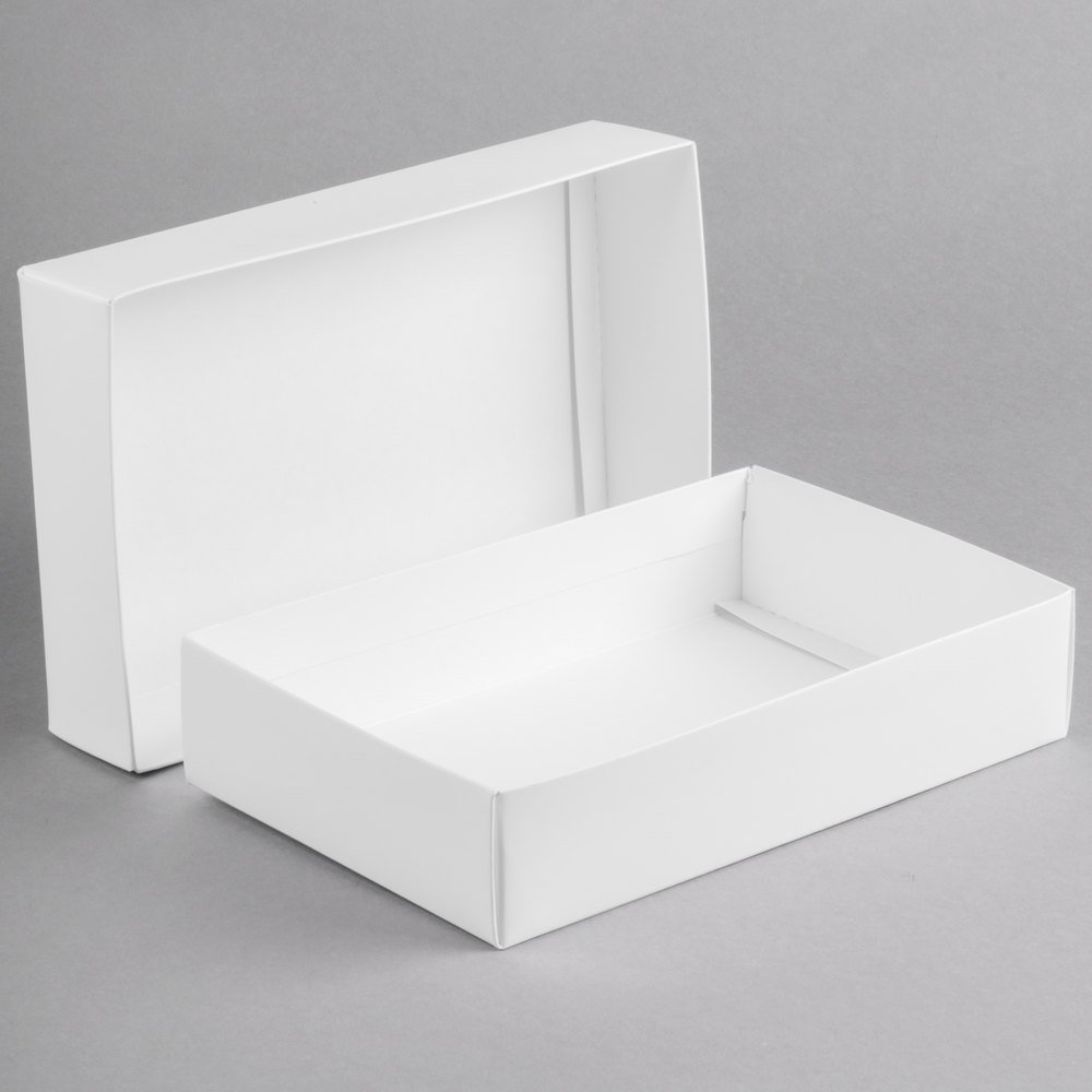 Chocolate-Box-1199021 Chocolate Box - 9" x 6" x 2" 2-Piece 2 lb. White - Image 1