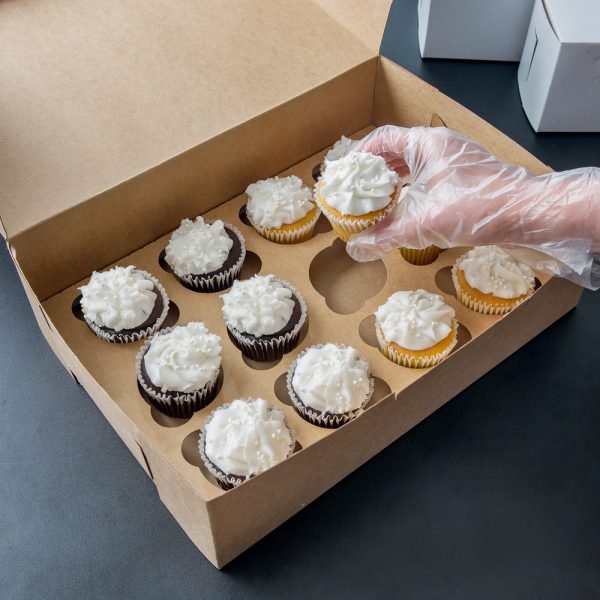Economy 12 Cupcake 14" x 10" x 4" Kraft Cupcake / Muffin Box with 12 Slot Insert