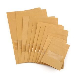 Kraft Paper Ziplock Bag With Window Stand Up Pouch