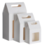 White D Cut Gift Paper Bags with Window with Flip Cover 6.5x3.5x11 Inches