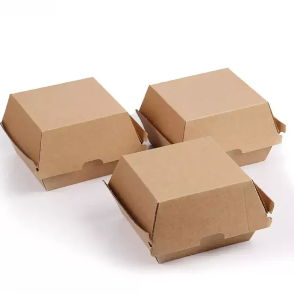 Premium EcoWraps Kraft Paper Burger Boxes To Go - 5x5x3 IN