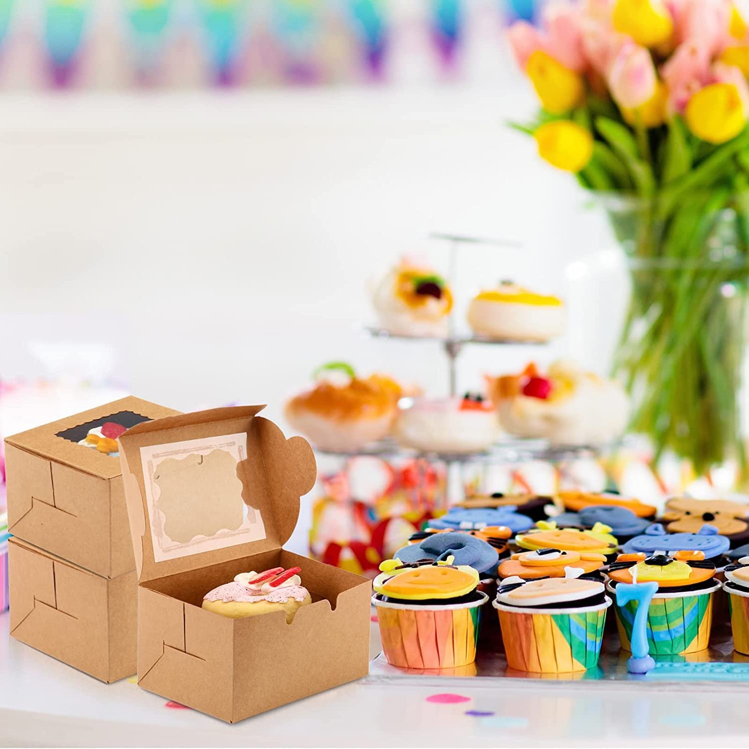 Cake Cardboard Round|kraft Paper Cake Boxes 5/10pcs - Versatile Party &  Gift Packaging
