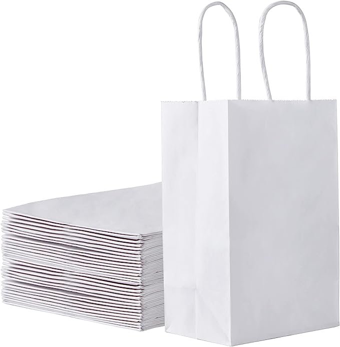 White Paper Bags with Handles - 8x5.25x3.75-IN - Buy Now - Eco Bags ...