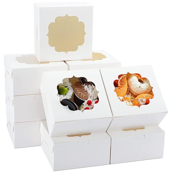 WHITE BROWNIE BOX PACK OF 25 (3X3X1.75 INCH SIZE) BROWNIE BOX Natural Brown Bakery Box with Window 3X.3X.2.5 cupcake boxes, gift box, wedding, party favor, donut, pie, cookie boxes