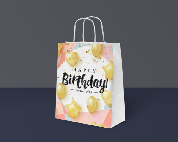Happy Birthday Paper Gift Bags with Star Design for Return Gift, Small Presents - Pack of 20 (Multicolor, 6x3x7 Inches)