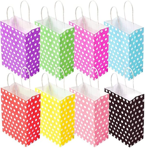 Gift Paper Bags with Polka Dots Pack of 10 (8x10x4 inch, Assorted)