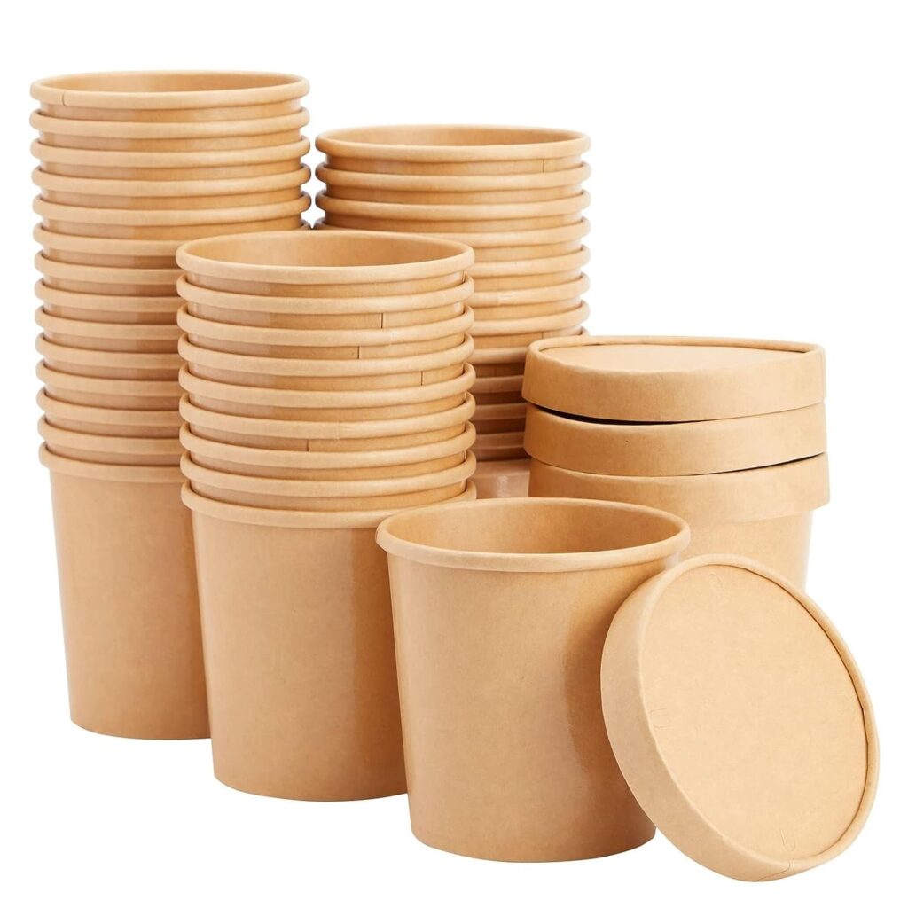 EcoWraps Brown Leak-Proof 500ml Disposable Food box - Paper Containers for Food Storage