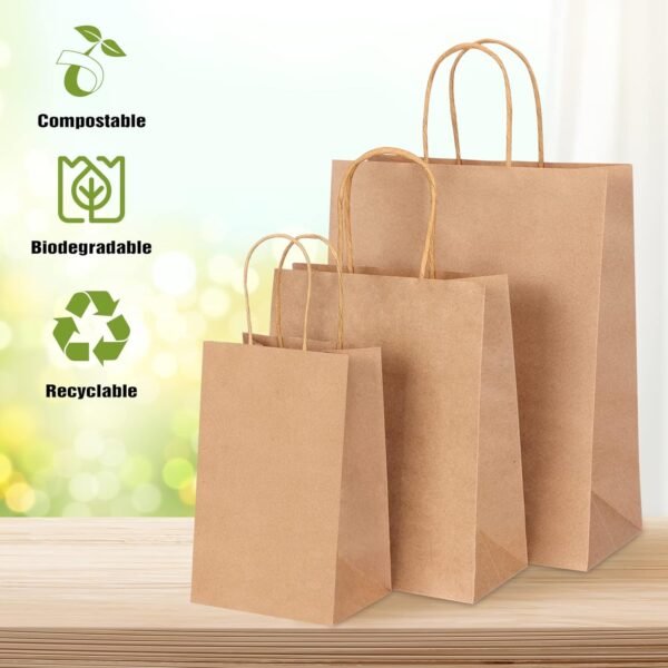 150pcs Paper Bags, 50 Per Size Paper Bags with Handles, Multiple 3 Assorted Sizes Gift Bags Bulk, Kraft Paper Bags for Small Business, Shopping Bags, Retail Bags, Favor Bag