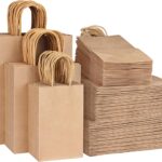 Paper Bags with Handles - 3 Assorted Sizes Gift Bags Bulk, Kraft Paper Bags for Small Business, Shopping Bags