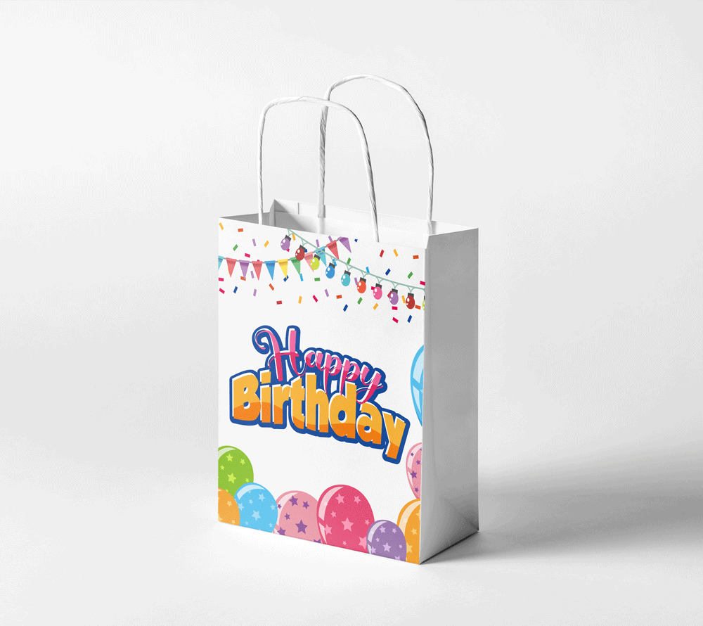 Happy Birthday Paper Gift Bags with Star Design for Return Gift, Small Presents - Pack of 20 (Multicolor, 6x3x7 Inches)