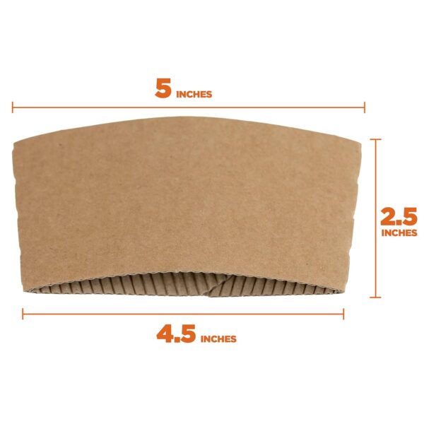 Kraft Coffee Cup Sleeves - Brown Disposable Corrugated Cardboard Paper Jacket - Pack of 500 Pcs