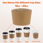 Kraft Coffee Cup Sleeves - Brown Disposable Corrugated Cardboard Paper Jacket - Pack of 500 Pcs