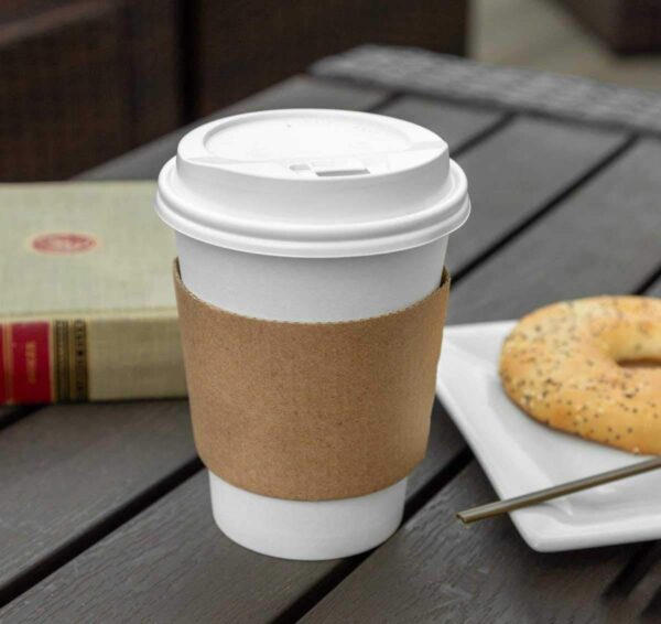 Kraft Coffee Cup Sleeves - Brown Disposable Corrugated Cardboard Paper Jacket - Pack of 500 Pcs