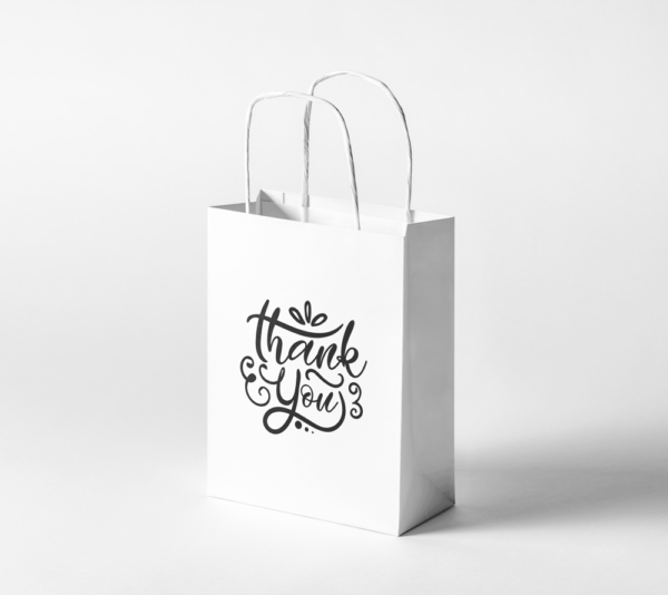 Thank you Paper Bags - Gift Paper Bags - 8x4x10 Inches