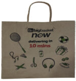 Printed Paper Bags with Handles - 14 x 4.5 x 12 Inches - Grocery Delivery Paper Bags - Food Delivery Paper Bags