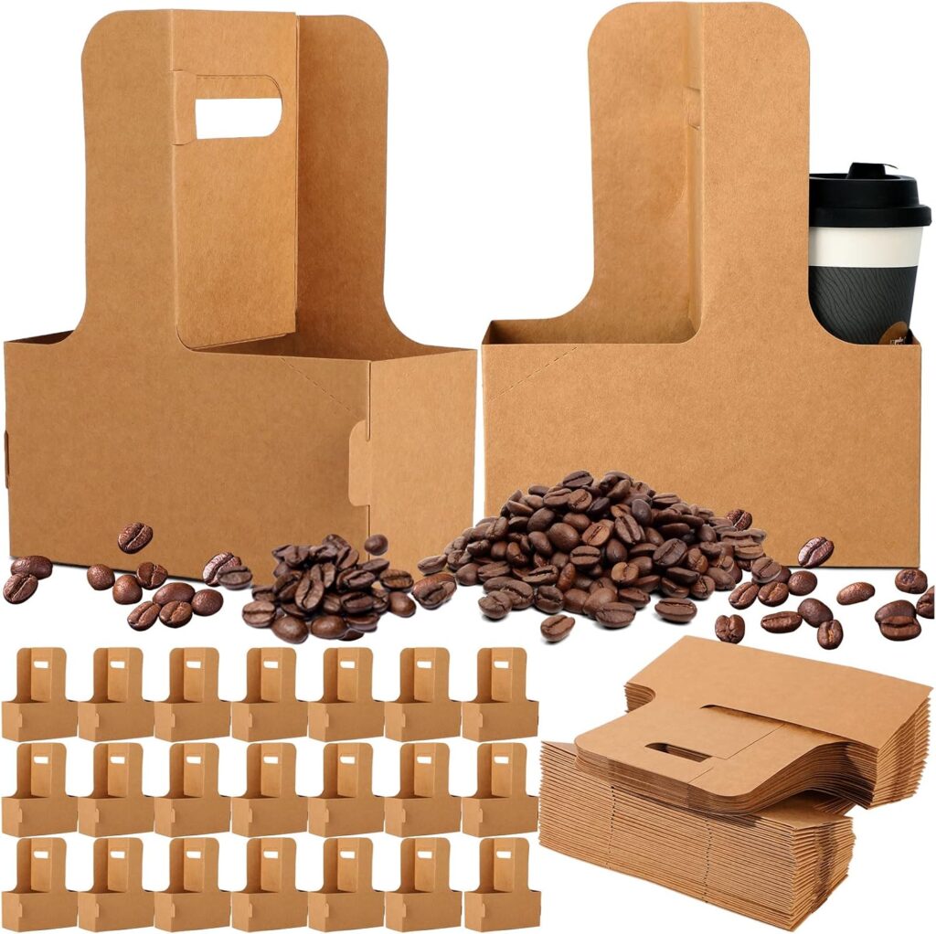 Kraft Coffee Cup Sleeves - Brown Disposable Corrugated Cardboard Paper Jacket - Pack of 500 Pcs