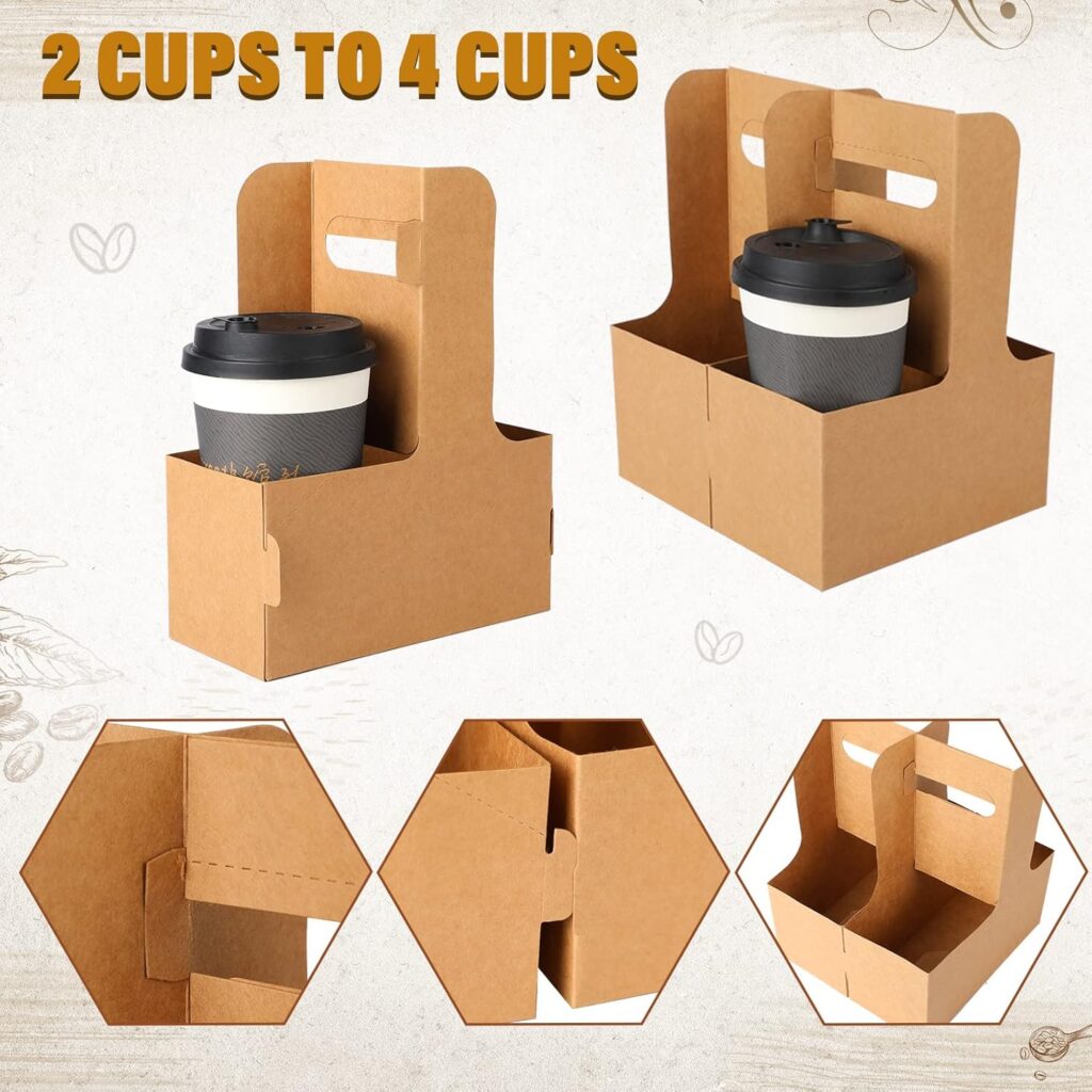 Kraft Coffee Cup Sleeves - Brown Disposable Corrugated Cardboard Paper Jacket - Pack of 500 Pcs