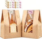 Premium EcoWraps Xtra Large Kraft Paper Bread Bags 16 x 10 x 4.5 in XL Sourdough Bags for Homemade Bread with Window and Sticker for Rustic Loaf, Artisan Baked Goods, Oval Boule, Storage & Packaging - Image 3