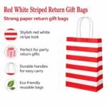 Eco Bags Paper Gift Bags | Return Gift & Shopping Bags with Handles | Ideal for Party Favors, Retail Packaging | Red White Striped Design (Red And White Pack of 10 pcs, Size 10 x 4 x 12 Inches (L x W x H) Medium - Image 5
